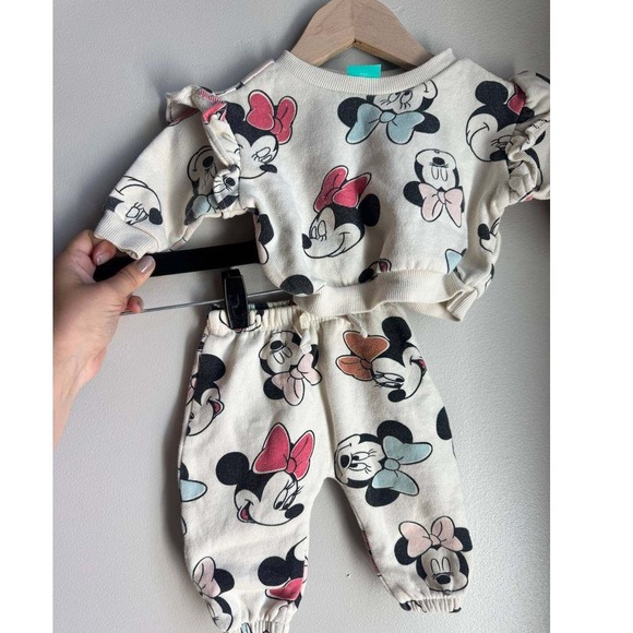 Disney Other - Disney Minnie Mouse Pastel Sweatshirt Jogger Set Ruffle Sleeve 0-3M Scandi
